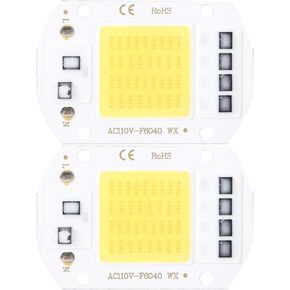 2PCS High Power Led Chip, AC110V 50W High Bright Integrated LED Chip Light Source COB Chips 6x4cm, LED Ultraviolet Chip Light Integrated Chip Light Source LED Bead Spotlight Bulb(Warm Light 3000K)