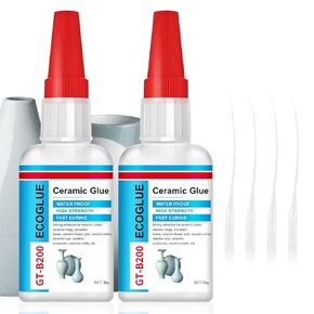 Ceramic Glue, 30gx2 Ceramic Glue Clear for Ceramic Repair,Fast-Curing & Weatherproof Adhesive, Safe & Non-Toxic, Instant & Super Viscosity Glue for Glass, Wood, Plastic, Metal, Stone, Jewelry, DIY