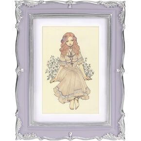 PHAREGE Vintage Picture Frame 8x10 Purple, 8 by 10 Ornate Decorative Antique Frame with Mat for 5x7 Photo, Fancy Matted Frame for Desktop or Wall, Horizontal or Vertical