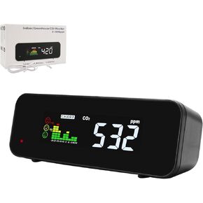 CO2 Meter Monitor Portable Colored CO2 Temperature Detector Indoor Air Quality Tester Digital CO2 Monitor 0~5000ppm Measurement NDIR CO2 Sensor Indoor Air Quality Monitor for Home Office