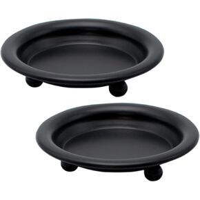 2 Pack Black Decorative Iron Plate Candle Holder 4.33'' Candle Stand Metal Saucer Style Decorative Iron Plate for Pillar/Scented/Flameless/Ball Candles Wax Candles, Incense Cones Spa Weddings (Black)