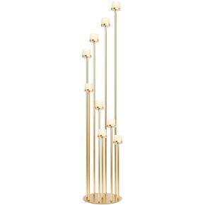 GENMOUS 46" Gold Metal 9-Arm Candle Holder, Floor Candelabra with 9.44" Base, Tall Pillar Taper Candlesticks for Wedding, Home Decor, Halloween, and Christmas Party