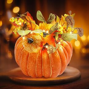 Pumpkin Decor Fall Centerpieces for Tables, Fall Decor Fake Pumpkin Decorations, 8.5in Artificial Pumpkins for Decorating, Faux Foam Pumpkin for Thanksgiving Halloween Indoor Outdoor Porch Kitchen