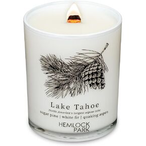 Hemlock Park Travel Inspired Passport Crackling Wood Wick Candle Handcrafted with Natural Plant-Based Coconut Wax (Corsica | Clémentine, Rosemary, Thyme, Standard 7.2 oz)