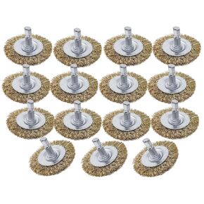 LINE10 Tools Large Circular Wire Brush Wheel for Drill, 4 Inch Diameter, Brass-Coated