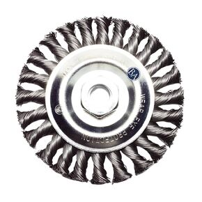 Benchmark Abrasives 5" x 1/4" Stringer Bead Wire Wheel with 5/8"-11 Thread, for Weld Cleaning, Weld Spatter Removal, Stripping, Deburring, Use with Angle Grinders - (5" x 1/4", Stainless) (Stainless)