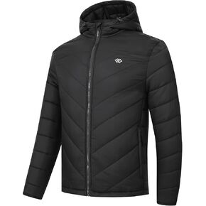 JINSHI Men's Lightweight Puffer Winter Jacket Water-Resistant Insulated Puffy Coat for Snow Ski Hiking Travel Warm Cozy