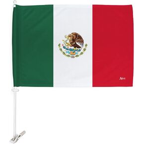 Breeze Decor Copa America 2024 Mexico Car Flag Bandera para Carros De Mexican Window Clip Pole FIFA Sports Fan Gifts World Cup 2026 Football Poster Soccor League, Patriotic Decorations Made in USA