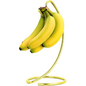 Homeries Banana Holder Modern Banana Hanger Tree Stand Hook for Kitchen Countertop, Brushed Brass Banana Stand