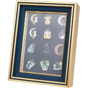 OLYCRAFT Gold Pin Display Shadow Box 6.7x2x8.7 Inch Pin Collection Display Frame with Clear Window Medal Display Shadow Box Enamel Pin Display Frame for Military Medals Jewelry Pin Collectibles