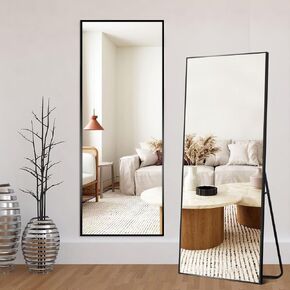 Natsukage Full Length Mirror Wall Mirror Full Length Mirror for Wall Standing Hanging or Leaning Against Wall Dressing Mirror Full Body Mirror Aluminum Alloy Frame (47"x16", Black) in Saudi Arabia