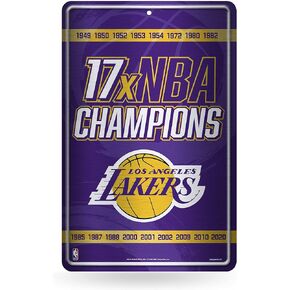 Rico Industries NBA Los Angeles Lakers Champ Large Metal Sign 11" x 17" Large Metal Home Décor Sign