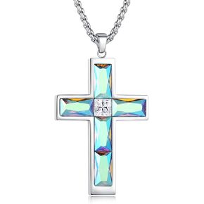 Cross Necklace for Men, Created Peridot Pendant Necklace for Women, Hypoallergenic Birthstone Necklace Mens Cross Necklace Jewelry Gifts, Chain 24 Inch (Peridot)