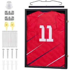 eletecpro 1 Pack Jersey Frame Display Case with HD Acrylic Cover and 2 Mats, Large Shadow Box for Shirt, Jersey and Uniform, Display 8x10 Picture for Wall Decor, Black
