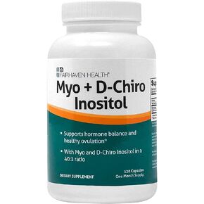 Fairhaven Health Myo-Inositol and D-Chiro Inositol Supplement | 40:1 Ratio | Female Fertility Supplement for Women and Hormone Balance* | Vitamin B8 | Gluten and Dairy Free | 240 Inositol Capsules