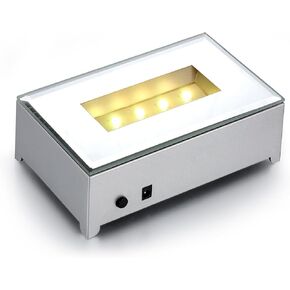 قاعدة إضاءة LED مع 7 أضواء ملونة و9 أوضاع إضاءة، قواعد مضاءة، قاعدة مضاءة لفن الزجاج، قاعدة LED كريستالية جميلة لتزيين الحفلات (فضي)