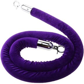Almencla 1.5m/4.9ft Queue Rope Stanchion Queue Velvet Rope with Hooks, Purple