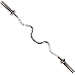 Sunny Health & Fitness 48" Olympic Super Curl Bar with Ring Collars Strength Training Bar for Traps, Deadlifts, Squats and More - OB-48