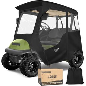10L0L Deluxe 2 Passenger Enclosure for Club Car Precedent, Onward & Tempo Golf Cart, 4-Sided Clear PVC Window Rain Cover with Zipper Entry