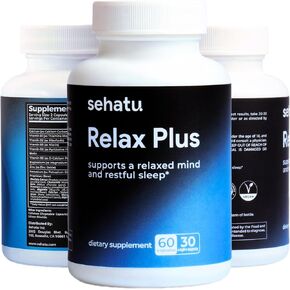 Relax Plus Stress Relief Supplement | with GABA, Ashwagandha, Valerian Root, L-Theanine | Supports A Relaxed Mind and Restful Sleep | 60 Count | 30 Day Supply