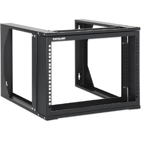 Intellinet 6U 19" 4 Post Open Frame Wall Mount Rack - 180 Degree Gate Swing, Pre-Assembled, Antistatic Powder Coated Steel – for IT Network Equipment & AV Devices – 3 Yr Mfg Warranty – 716031