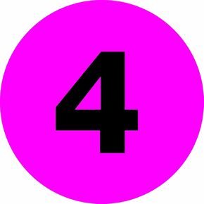 Tape Logic Number Circle Label, Legend "4", 2" Diameter, Fluorescent Pink, Roll of 500 (DL6772)