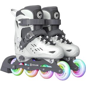 Skates Adjustable Inline Skates for Adult Women Youth with Light Up Wheels, Fun Illuminating Rollerskates Blades for Boys and Girls Indoor & Outdoor Beginners, M/L