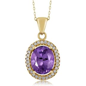 عقد بقلادة من الياقوت الأزرق المطلي بالذهب الأصفر عيار 18 قيراط من Gem Stone King للنساء (5.40 قيراط، بيضاوي 11 × 9 مم، حجر ميلاد من الأحجار الكريمة مع سلسلة 18 بوصة) in Saudi Arabia