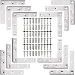 12PCS 3.1x3.1inch Metal Fixing Connection Bracket Repair Bracket Plate Stainless Steel L Shaped Flat Angle Bracket Suitable for Shelf and Furniture and Cabinet