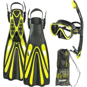 Sea Elite Starter Mask, Fin, and Snorkel Package Single Lens