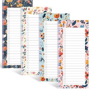 Koogel 8PCS Magnetic Notepads for Refrigerator, Floral Design Notepads for Grocery List Shopping List To-Do List Reminders 50 Sheets