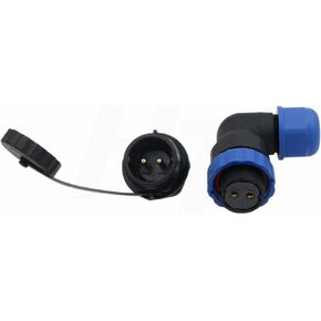 SD20 Female Male Connector 2 Pin Quick Disconnect Waterproof Right Angle Cable Plug Panel Mount Socket, 25A Power 14 AWG