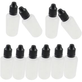 50 ml LDPE Bottle Store Most Liquids EYE DROPS with Childproof Cap&Long Thin Tip 10PCS Black Cap