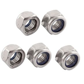 uxcell 5pcs M12x1.75mm Metric 304 Stainless Steel Anti-Loose Nylon Insert Lock Hex Nuts