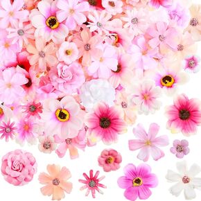 Jexine 434 Pieces Mini Flower Heads Silk Fake Flower Heads for Crafts Rose Plum Blossom Daisy Artificial Flower Heads for DIY Scrapbooking Wreath Wedding Holiday Decoration (Mixed Color)