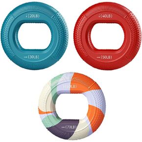 Hand Strengthener Grip 3 in 1 Rubber Circle Finger Wrist Exercise Squeezer 20 30 40 50 60 70 Pounds