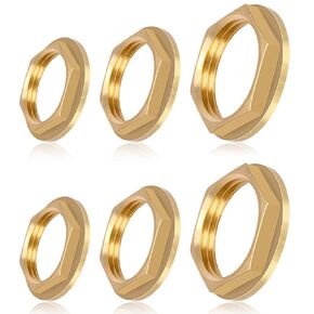 Glarks 6pcs G1 G1/2 G3/4 3 Sizes Brass Lock Nut with Flange Hex Female Locknut Pipe Fitting Hex Lock Nut for Plumbing Fixed