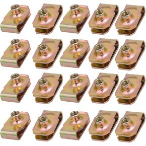 uxcell 20pcs 65Mn Spring Steel Speed Fastener U Nut Clip Brass Tone for M5 Screw Bolt