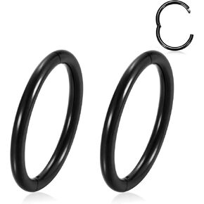 FUNLMO 3pcs Titanium Half Closure New Secure Hook Hinge Segment Ring for Nose Septum Conch Daith Helix Tragus Rook Cartilage Piercing 18G 16G 6mm to12mm