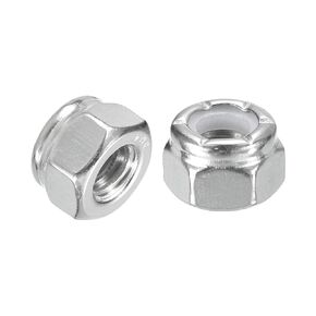 uxcell 50Pcs 1/4"-20 Nylon Insert Hex Lock Nuts, 316 Stainless Steel Self-Locking Nylon Insert Stop Nut for Industrial Construction Fasteners, Silver&White