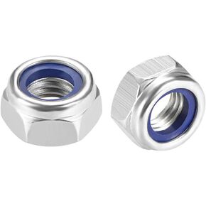 uxcell M12 x 1.75mm Nylon Insert Hex Lock Nuts, Carbon Steel White Zinc Plated, Pack of 5
