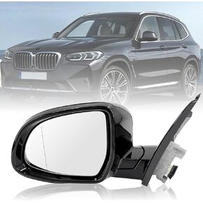 Passenger Side View Mirror Assembly Compatible with BMW X3 2018-2023 2.0L Black Right Rear Outside Exterior Mirrors w/Blind Spot Turn Signal Replacement
