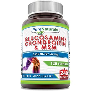 Pure Naturals Glucosamine Chondroitin + MSM Supplement | 1850 Mg | 240 Capsules | Non-GMO | Gluten-Free | Made in USA