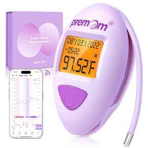 Premom Digital Basal Body Thermometer for Ovulation: Smart Fertility Tracker with Large Backlight, 60 Memory Recall, 1/100th Degree High Precision - Accurate BBT Temperature for Adults | EBT-380