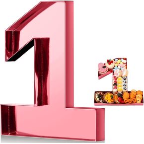 Mifoci 13.7" Rose Gold Cardboard Number for Charcuterie Cupcake Birthday Party and Anniversary Fillable Paper Mache Chocolate Candy Halloween Christmas Decorative Gifts(Number 1)