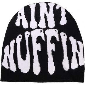 Letter Printing Y2K Beanie for Women Men Warm Knitted Hat Jacquard Trendy Casual Pullover Hat Hip Hop Street Cap