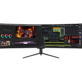 INNOCN 49" 49Q1S OLED Curved Gaming Monitor 5120 x 1440p 240Hz, 0.03ms, USB Type C 90W, HDMI 2.1, DisplayPort, USB Hub, Surrounding Speakers, Adaptive-Sync, Height Adjustable Stand, Black