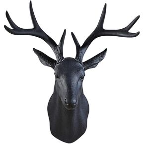 Notakia 20 inch Large Wall Charmers Large Faux Deer Head Faux Taxidermy Animal Head Wall Decor - Handmade Farmhouse Decor - Rustic Wall Decor Deer Antlers (Black Deer)
