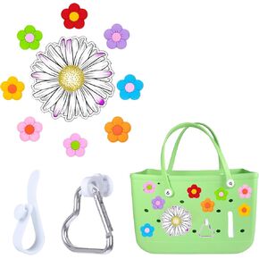 Inserts Hooks Accessories for Bogg Bags, Flower Charm and Heart Shape Insert Hooks Sets for Bogg Bag,Decorative Accessories to Customize Your Beach Tote Bag