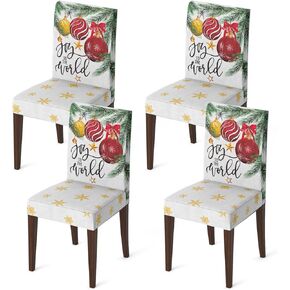 Horaldaily 4PCS Christmas Dining Chair Covers,Christmas Balls Stretch Removable Washable Slipcover Chair Protector for Dining Room Home Decor
